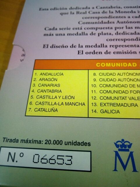 CARTERA OFICIAL DE EUROS DE CANTABRIA DE LA FNMT