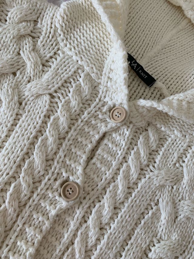 Chaqueta de lana color crudo niña