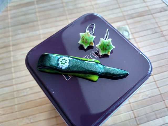 Colgante Murano + pendientes estrellas