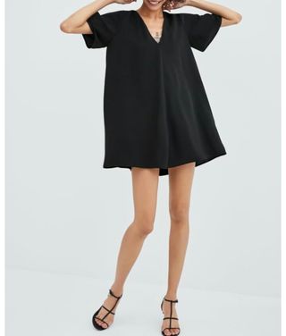 VESTIDO SKATER FLUIDO - Negro | ZARA España