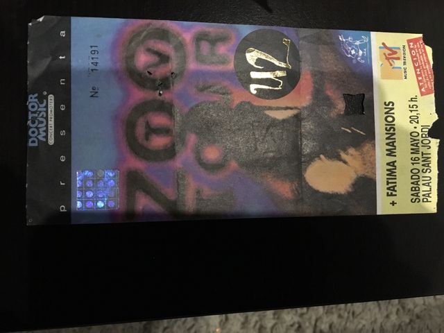 ENTRADA U2. ZOO TV TOUR. COLECCIONISMO.