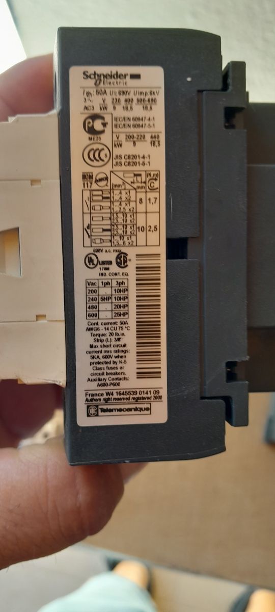 Contactor schnaider LC1D09 LC1D165A