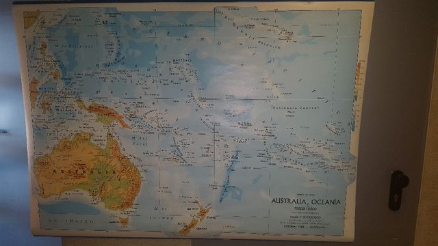 Mapa mural físico y politico de Australia