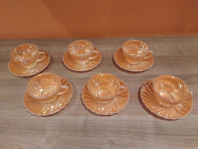 Juego Anchor Hocking 6 tazas con plato