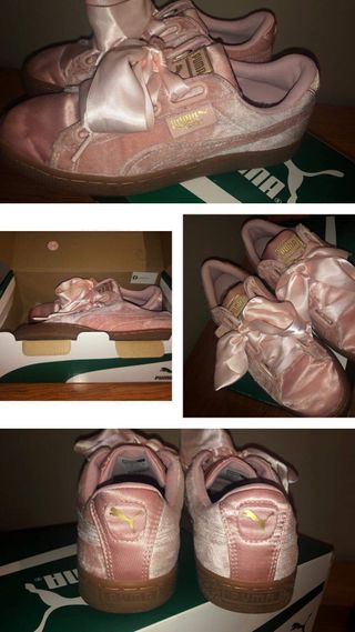zapatillas puma rosa con lazo