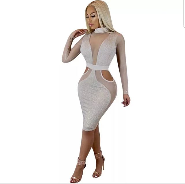 Vestido Blanco con Plata