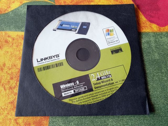 Tarjeta PCMCIA Linksys WPC54G versión 7.1