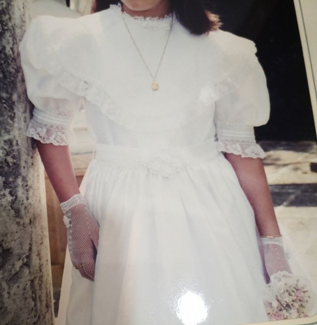 Vestido de comunión de seda salvaje