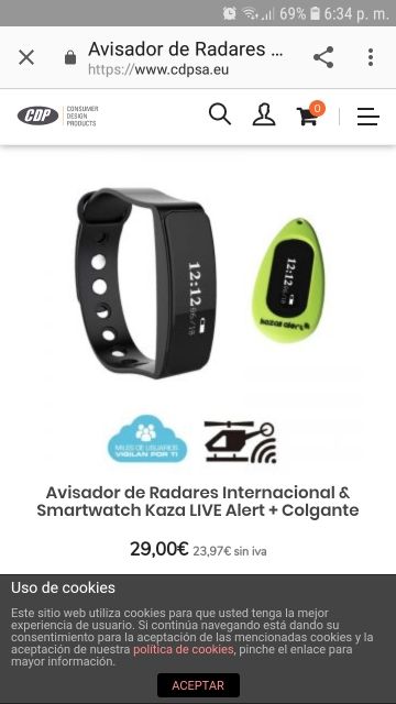 Reloj Avisador de radares y Colgante