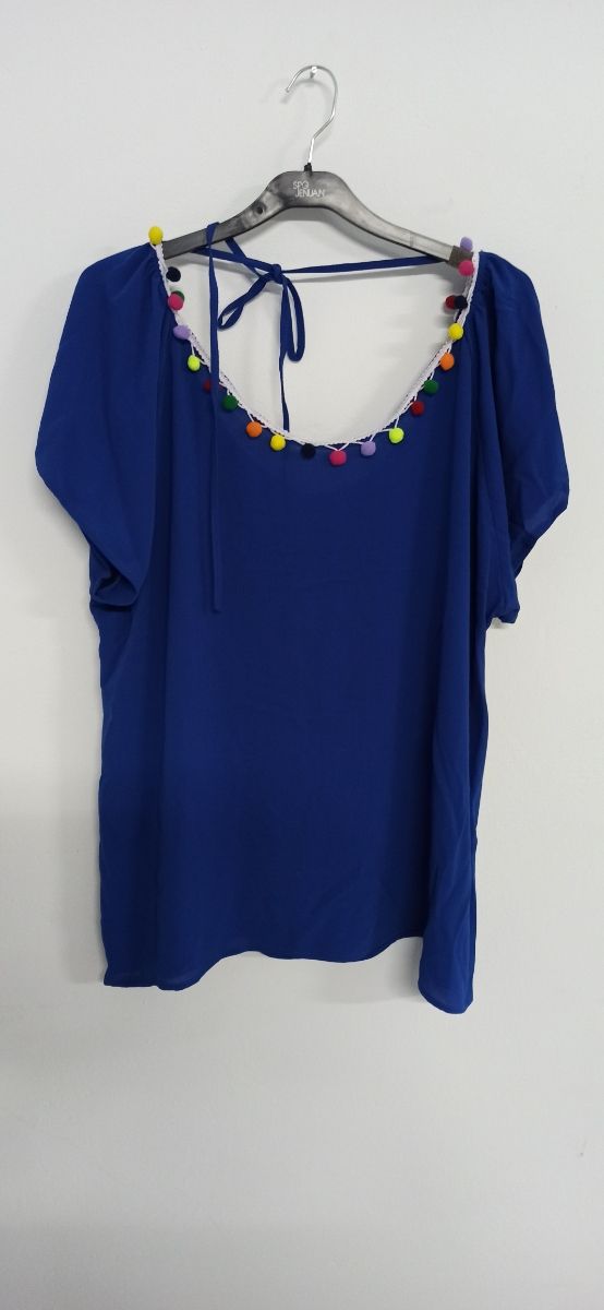 Blusa Pompones spg Jenuan 2XL Nuova camicia blu
