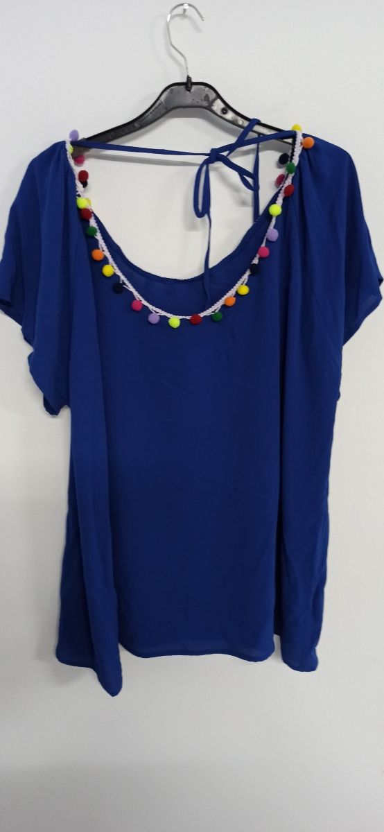 Blusa Pompones spg Jenuan 2XL Nuova camicia blu