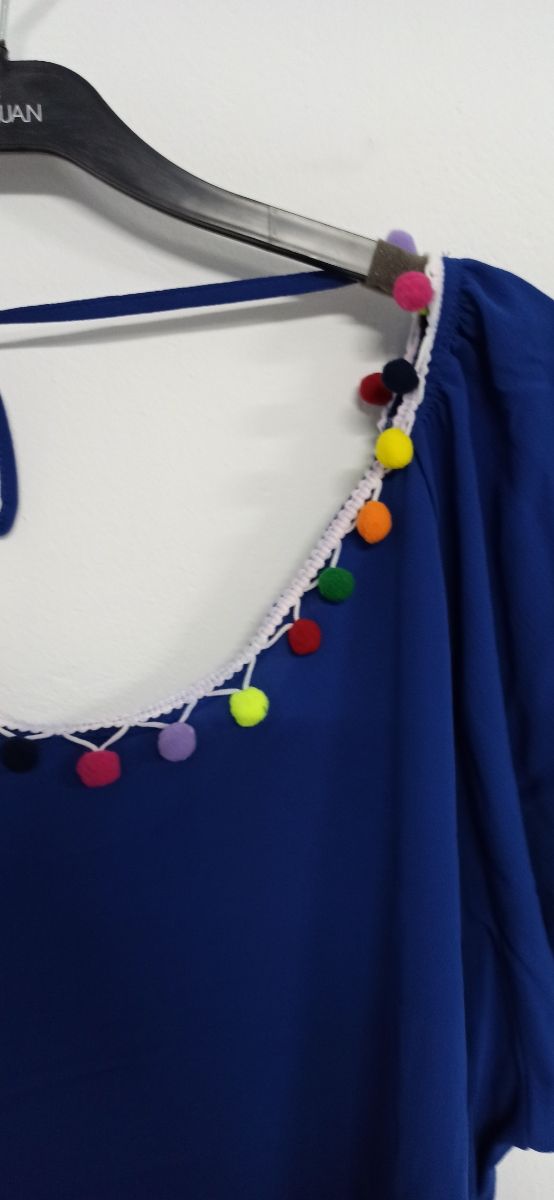 Blusa Pompones spg Jenuan 2XL Nuova camicia blu