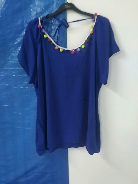Blusa Pompones spg Jenuan 2XL Nuova camicia blu