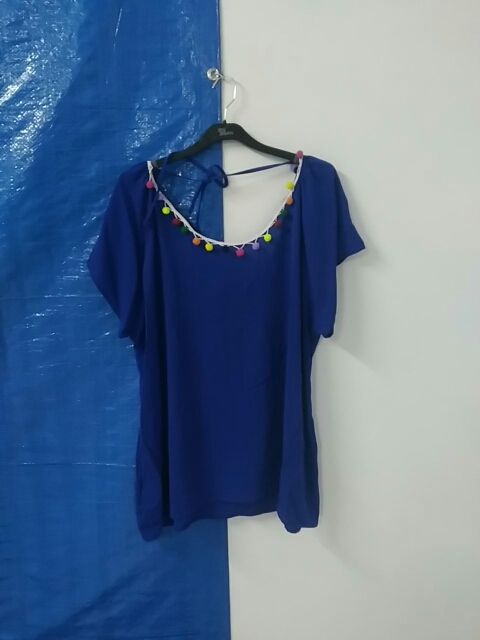 Blusa Pompones spg Jenuan 2XL Nuova camicia blu