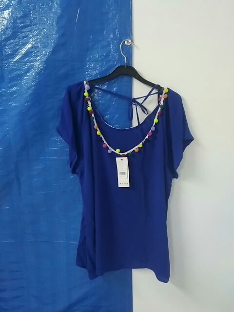 Blusa Pompones spg Jenuan 2XL Nuova camicia blu