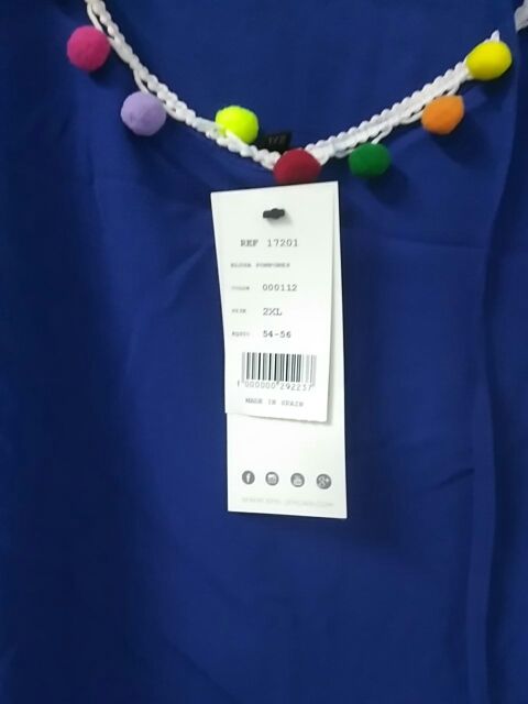 Blusa Pompones spg Jenuan 2XL Nuova camicia blu