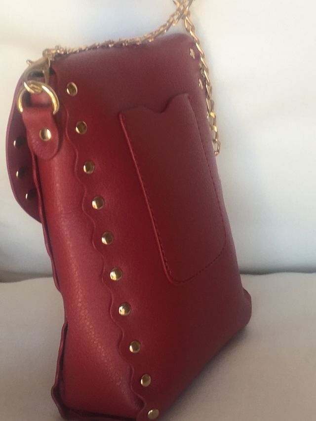 Bolso bandolera piel con portamonedas, color rosa.