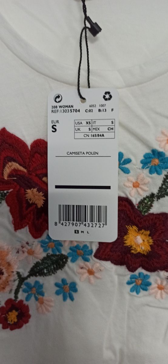 T-shirt a corsetto ricamato MANGO Bianca Nuova TAGLIA S