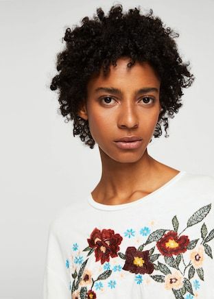 T-shirt a corsetto ricamato MANGO Bianca Nuova TAGLIA S