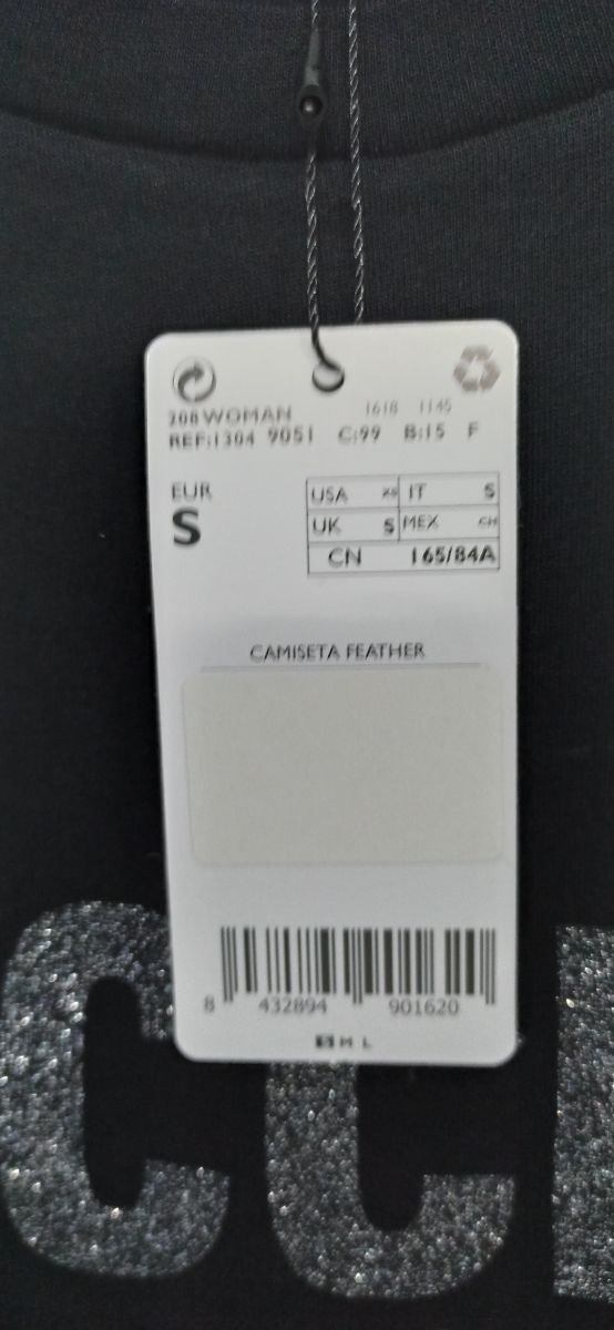 T-shirt MANGO Feather Scollo tondo Manica corta S