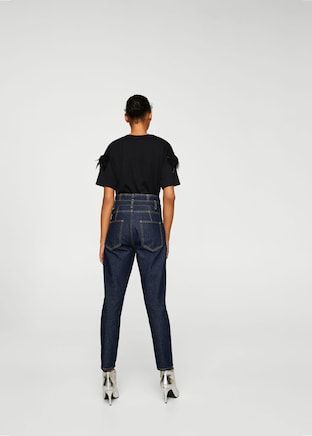 T-shirt MANGO Feather Scollo tondo Manica corta S