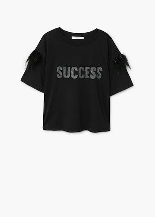 T-shirt MANGO Feather Scollo tondo Manica corta S