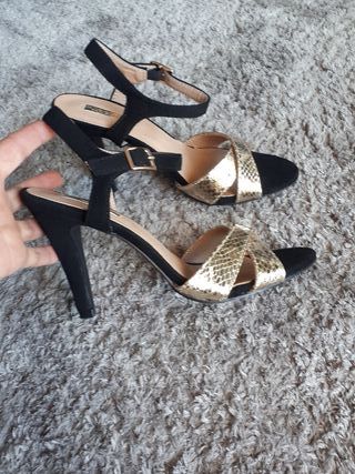 Pulsera Negras Tacón De Sandalias Segunda Fino Y t 37 Mano Doradas dCBoWrQxe
