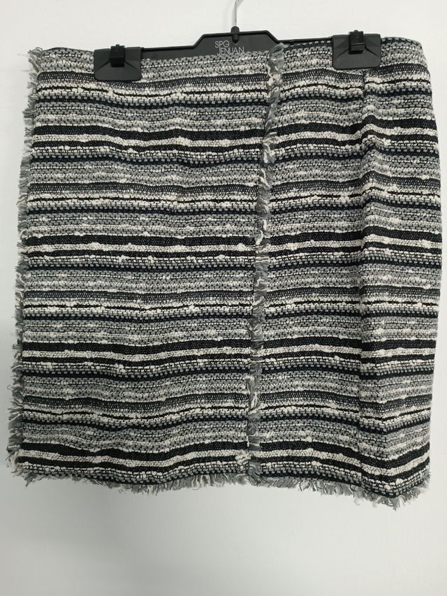 MANGO Falda jacquard algodón NUEVA T:38