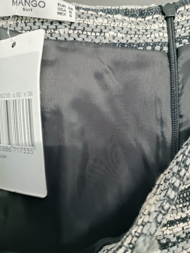 MANGO Falda jacquard algodón NUEVA T:38