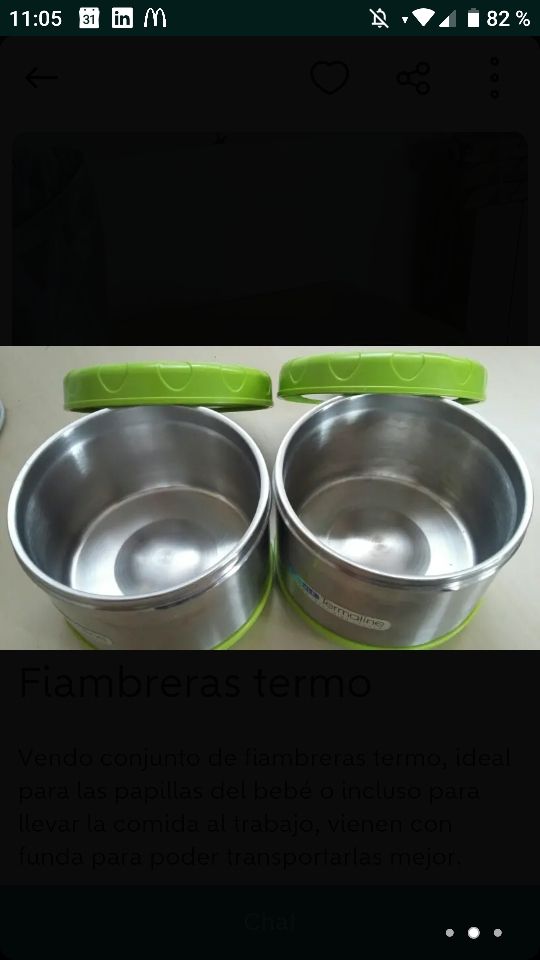 Conjunto de fiambreras termo. Muy practico