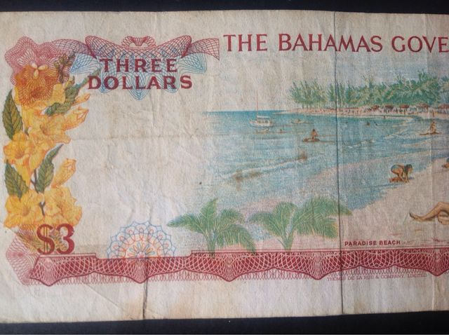 BILLETE  3 DOLLARES ,LAS ISLAS BAHAMAS, 1965