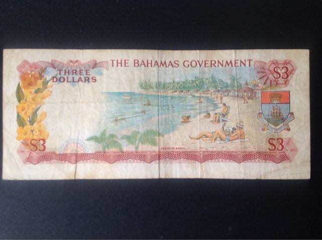BILLETE  3 DOLLARES ,LAS ISLAS BAHAMAS, 1965