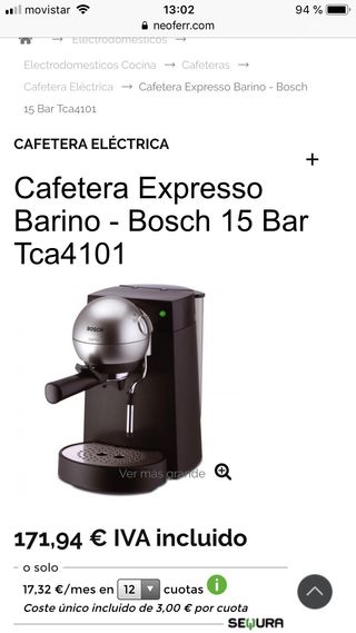 Cafetera Bosch barino de segunda mano por 50 EUR en Málaga en WALLAPOP