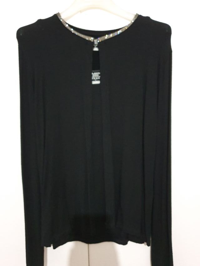 Top negro swarovsky