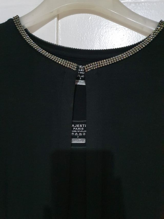 Top negro swarovsky