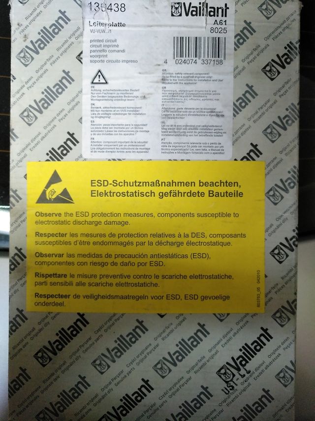 tarjeta electrónica, caldera, valliant,despiece