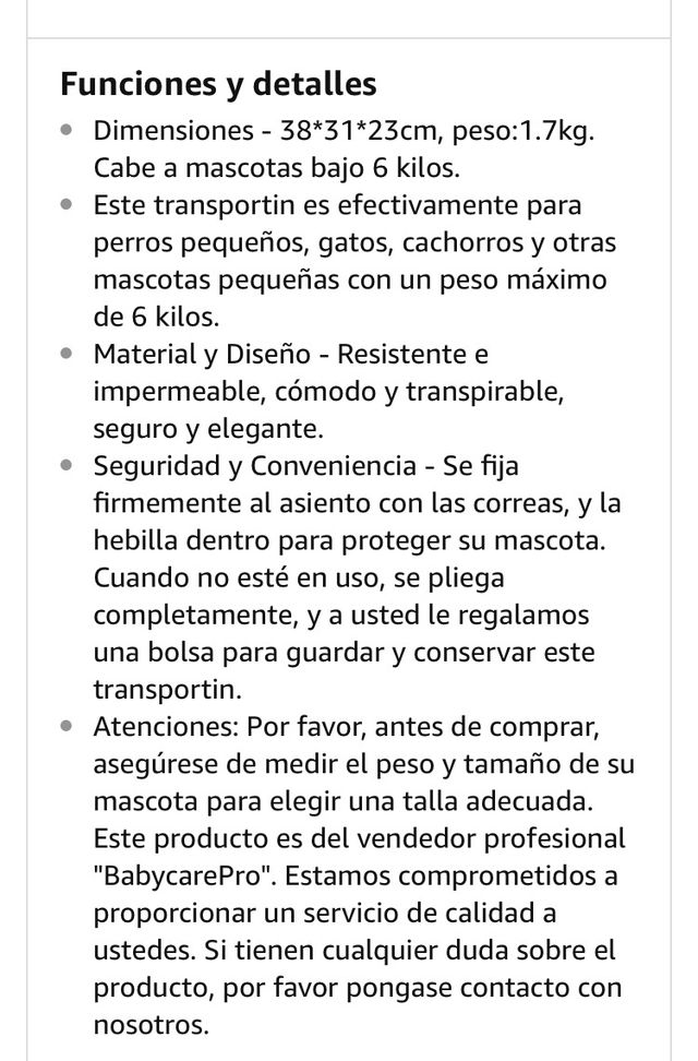 Bolsa mascotas traspontín 