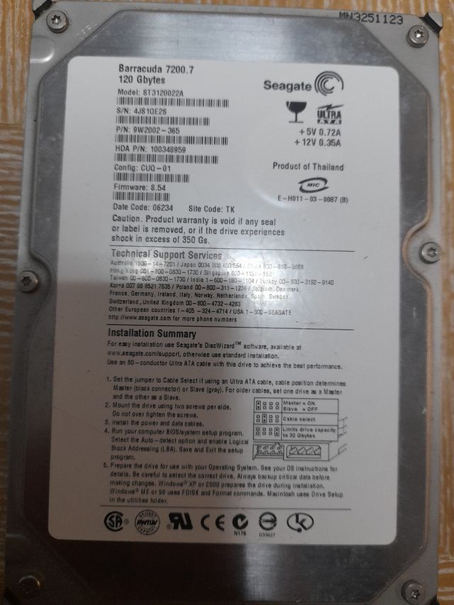 DISCO DURO SEAGATE 120GB IDE