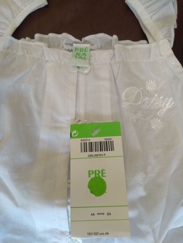 Blusa niña NUEVA, blanca, 3-4 años de PRENATAL