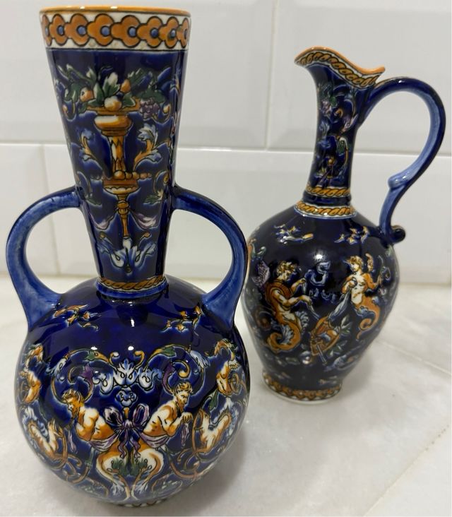 ANTIGUA PAREJA DE JARRONES FRANCESES MARCA GIEN