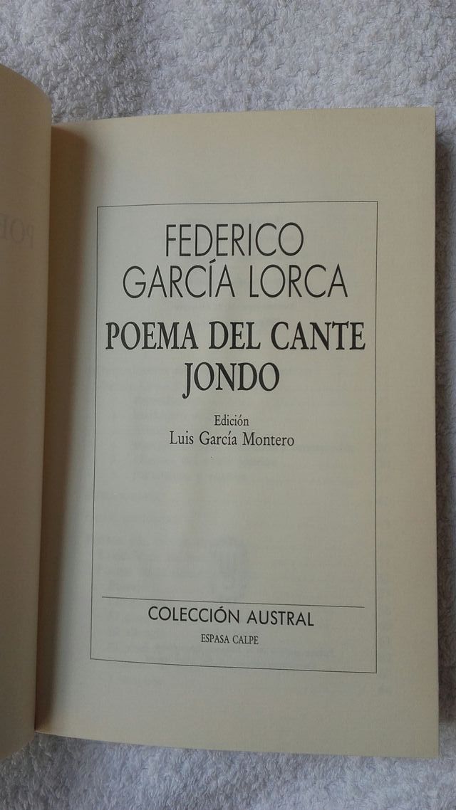 Poema del cante Jondo. Federico G. Lorca