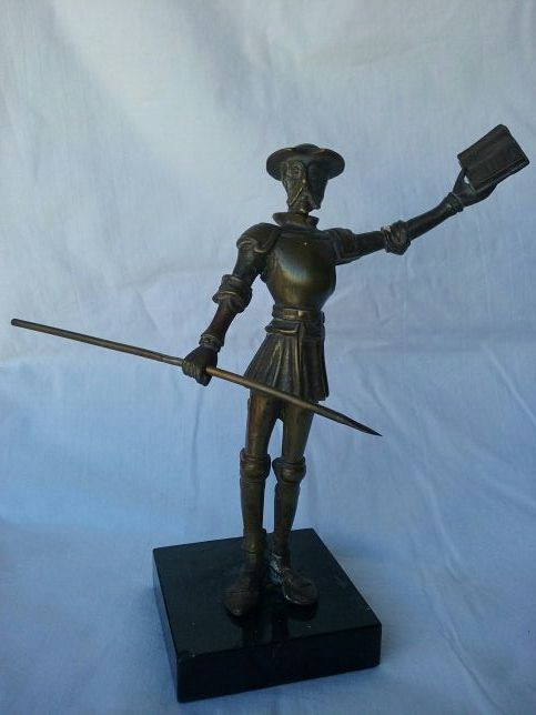 Figura in bronzo antico Don Quijote decorativo