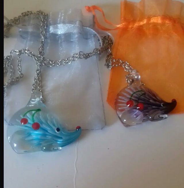 colgantes erizos de  cristal de murano