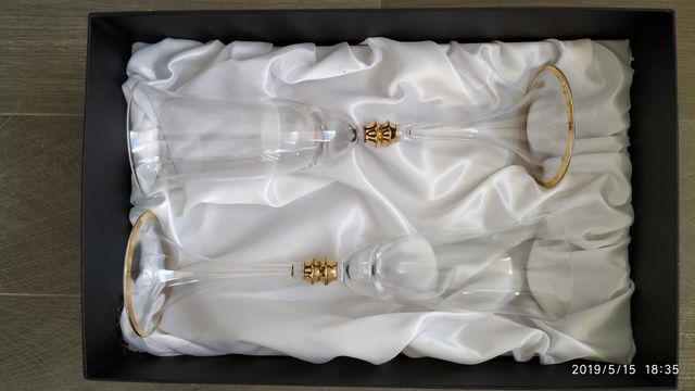 Juego de copas cristal compromiso /boda