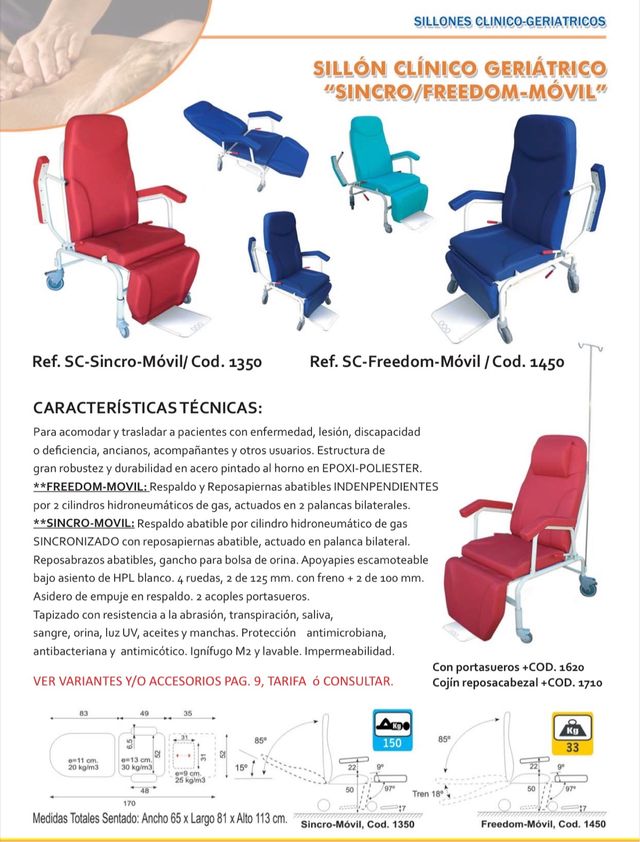 Sillón reclinable clínico geriátrico