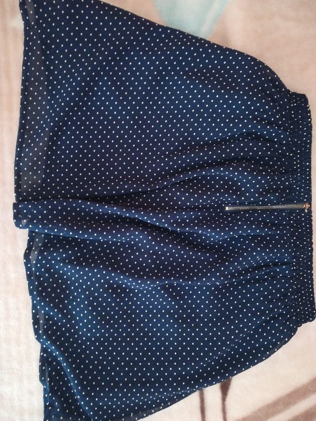 Falda azul marino. Falda Lunares