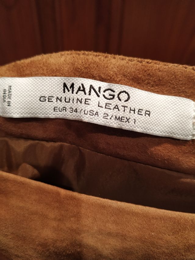 Minifalda Piel Flecos Mango