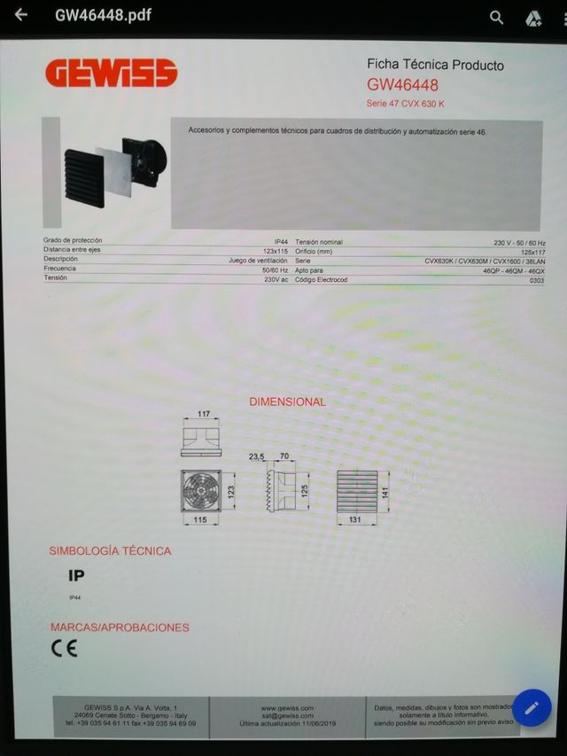 Ventilador armario electrico