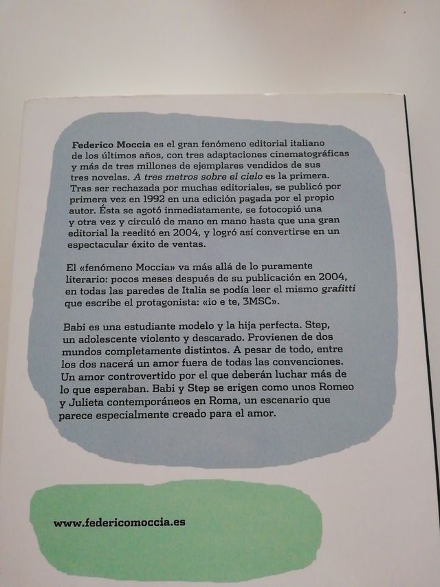 libro A tres metros sobre el cielo