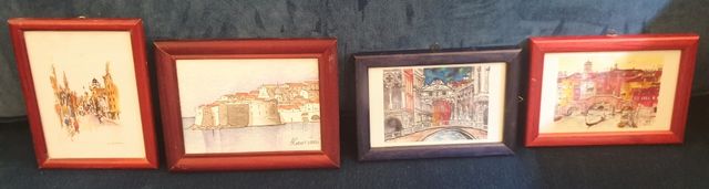 Pack de 4 cuadros con escenas turísticas